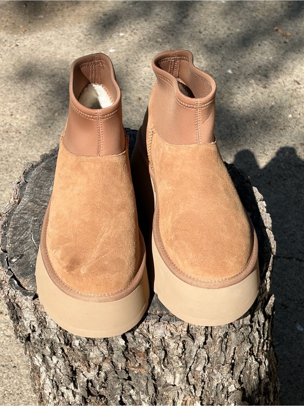 UGG Women's Tan Suede Platform Ankle Booties SZ 9 🐫 NWOT